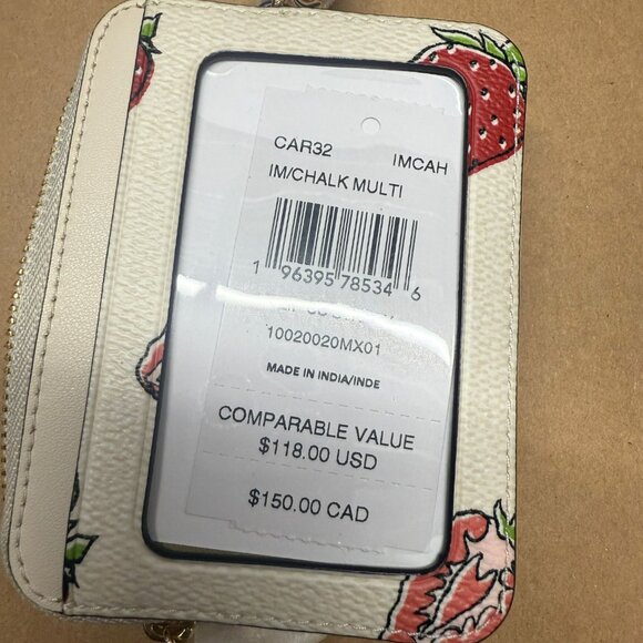 coach Zip Card Case With Strawberry Print car32 - Picture 5 of 7